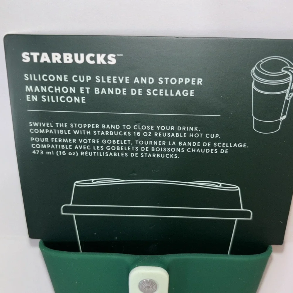 Starbucks Silicone Cup Sleeve With Stopper Reuseble Fits 16 oz Tumbler New